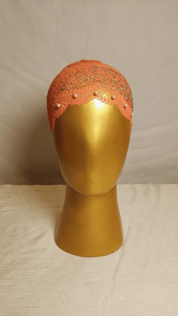 Embellished Lace Cap - Peach
